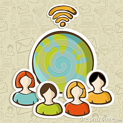 Internet diversity people global connection Vector Illustration