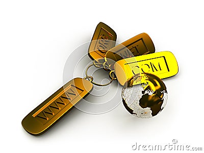 Internet domain 3d golden concept. Stock Photo