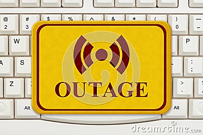 Internet Down message on a sign on a computer keyboard Stock Photo