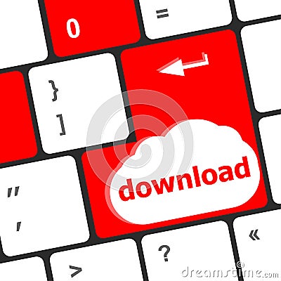 Internet download button on computer keyboard keys Stock Photo