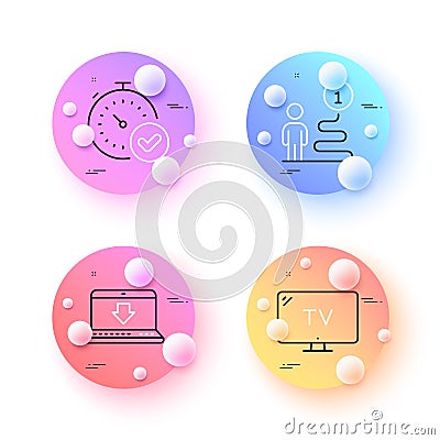 Internet downloading, Tv and Support minimal line icons. For web application, printing. Vector Vector Illustration