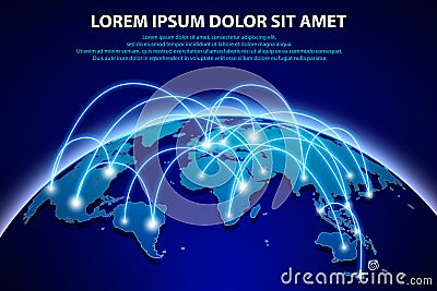 Internet and global connection background. Abstract network banner concept with planet. Abstract blue world earth Vector Illustration