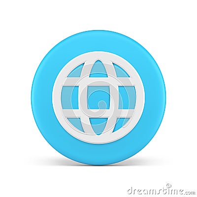 Internet global web connection circle button planet grid cyberspace network 3d icon realistic vector Vector Illustration