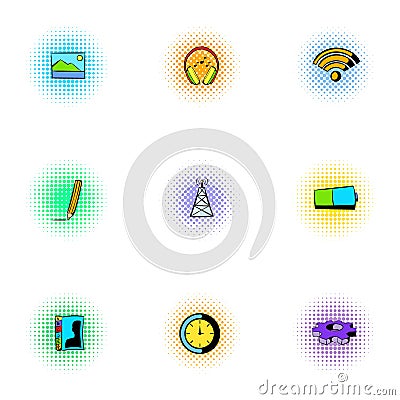 Internet icons set, pop-art style Vector Illustration