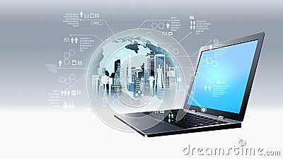 Internet information technology concept Cartoon Illustration