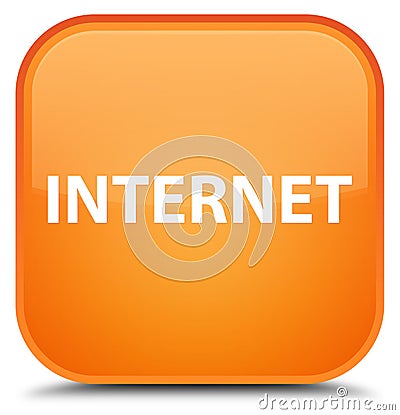 Internet special orange square button Cartoon Illustration