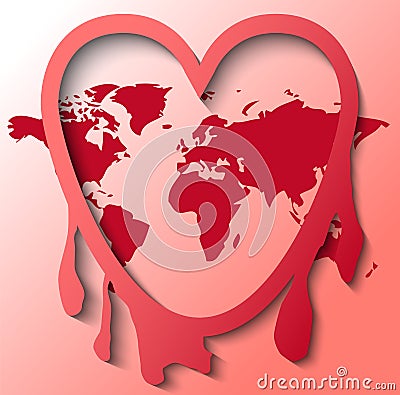 Internet Leak Heartbleed With World Map Vector Illustration