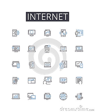 Internet line icons collection. World Wide Web, Cyberspace, Net, Web, Online, Information Superhighway, Digital realm Vector Illustration