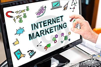 Internet marketing concept on a computer monitor Stock Photo