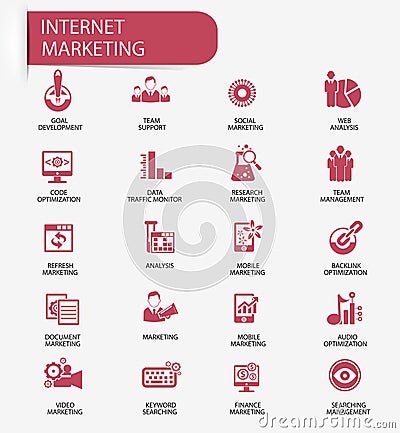 Internet Marketing icons,Red version Stock Photo