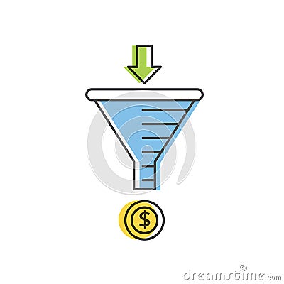 Internet marketing strategy concept. Sale Funnel vector line icon. Stock Photo