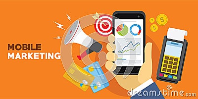 Internet mobile marketing concept with smartphone Vector Illustration