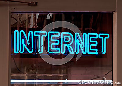 Internet neon sign Stock Photo