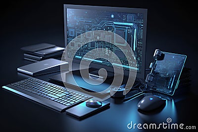 Internet network technology, digital software development. Technology concept . Generation AI Stock Photo