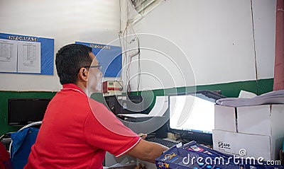 Internet network IT expert staff is checking conditions in the office Editorial Stock Photo