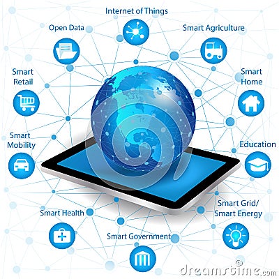 Internet networking concept and Cloud computing technology Vector Illustration