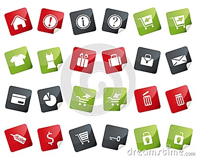 Internet and Online Shopping Icon Set. Tag and Lab Vector Illustration