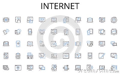 Internet line icons collection. Data, Metrics, Analysis, Trends, Visualization, Dashboards, Reports vector and linear Vector Illustration