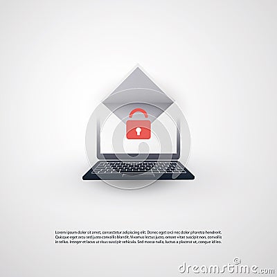 Internet Phishing, Account Hacking Attempt by Malicious Email - Hacker Activity, Data Theft, Hacked, Stolen Login Credentials Vector Illustration