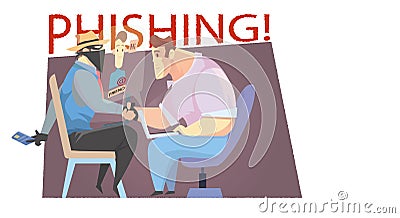 Internet thief do his job Cartoon Illustration