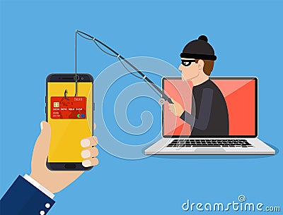 Internet phishing and hacking attack concept. Vector Illustration