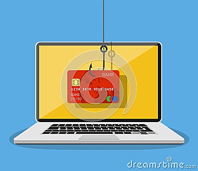 Internet phishing and hacking attack concept. Vector Illustration