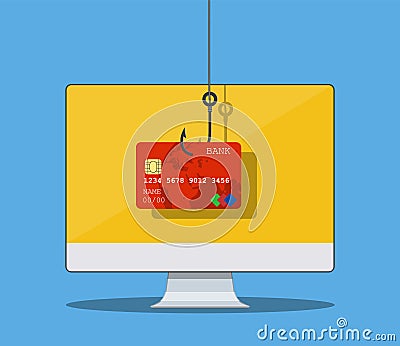 Internet phishing and hacking attack concept. Vector Illustration