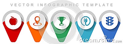 Internet pointer collection, miscellaneous icons such as apple, colorful, cup, plug and traffic lights, flat design vector Vector Illustration