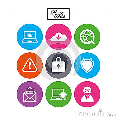 Internet privacy icons. Cyber crime signs. Vector Illustration