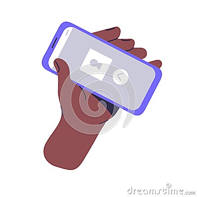 Internet protect on smartphone in hand. Secure access to data, digital lock on mobile phone. Cyber security, privacy Vector Illustration