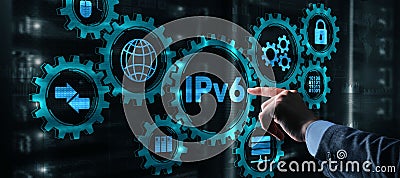 Internet Protocol version 6 IPv6. Connected devices on network Stock Photo