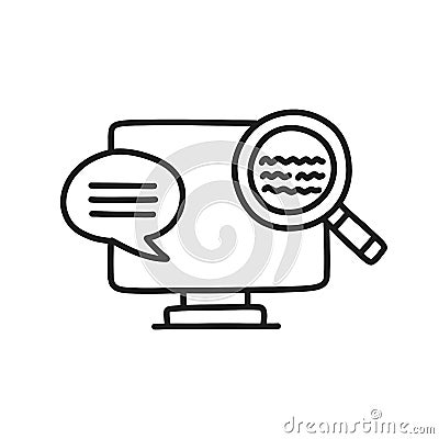 Internet research doodle icon, vector color line illustration Vector Illustration