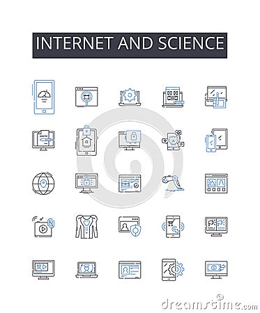 Internet and science line icons collection. nternet, Web, Net, Cyberspace, Online, Digital world, Information Vector Illustration