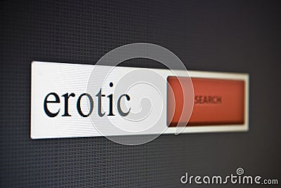 Internet search bar with phrase erotic Stock Photo