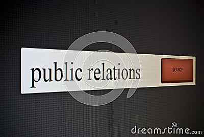 Internet search bar with phrase public relations Stock Photo