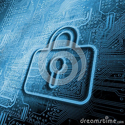 Internet security business background concept in blue color Stock Photo