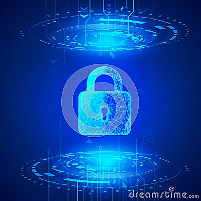 Internet security. Cyber data defense or information protection concept. Firewall or other software or network security Vector Illustration