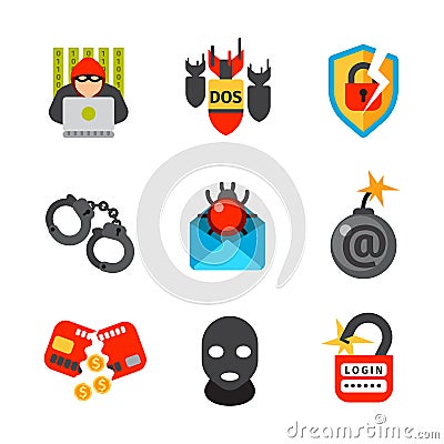 Internet security safety icon virus attack vector data protection technology network concept design. Vector Illustration