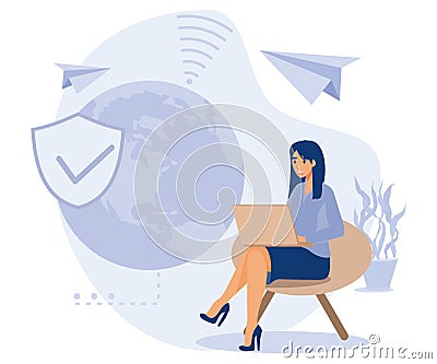 Internet security settings concept, Proxy server, VPN access, secure web traffic, IP address, network access, connectivity, Vector Illustration