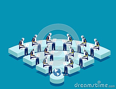 Internet security team. Concept business vector illustration, Technology, Teamwork, Programmer Vector Illustration