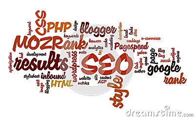 Internet SEO Word Tag Cloud Illustration Cartoon Illustration