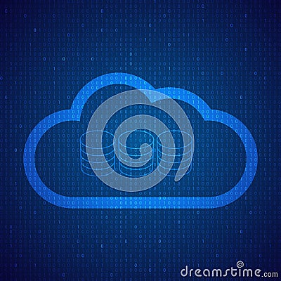 Internet server and cloud on a digital background . Vector Illustration