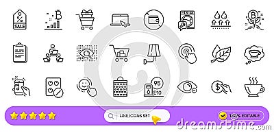 Internet shopping, Portable computer and Waterproof line icons for web app. Pictogram icon. Line icons. Vector Vector Illustration