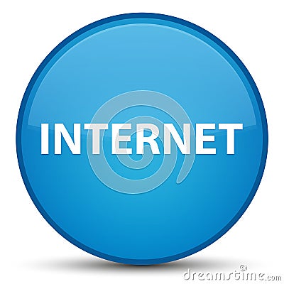 Internet special cyan blue round button Cartoon Illustration