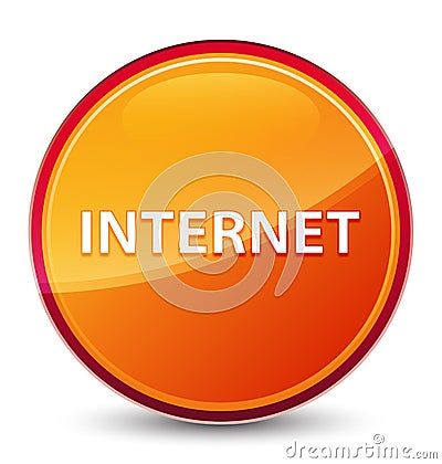 Internet special glassy orange round button Vector Illustration