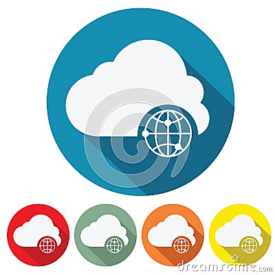 Internet storage cloud web icon flat design Vector Illustration