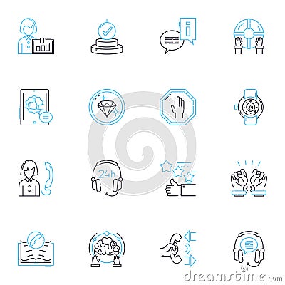 Internet support linear icons set. Connectivity, Broadband, Wi-Fi, Nerk, Router, Modem, Troubleshooting line vector and Vector Illustration