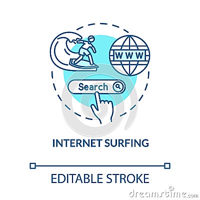 Internet surfing turquoise concept icon. Link to web. Search engine. Global network connection. Roaming idea thin line Vector Illustration