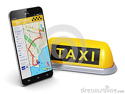 Internet taxi service concept Stock Photo