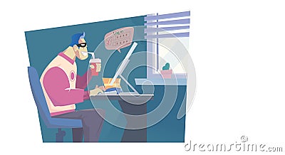 Internet thief do his job Vector Illustration